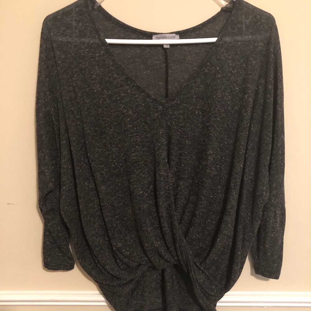 Grey crossover blouse